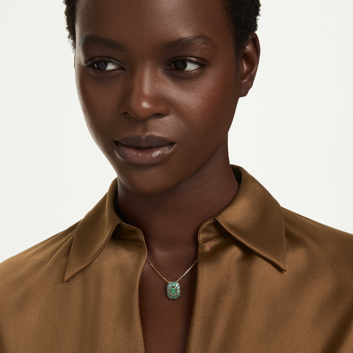 SUBLIMA OCTAGON PENDANT - GREEN, GOLD