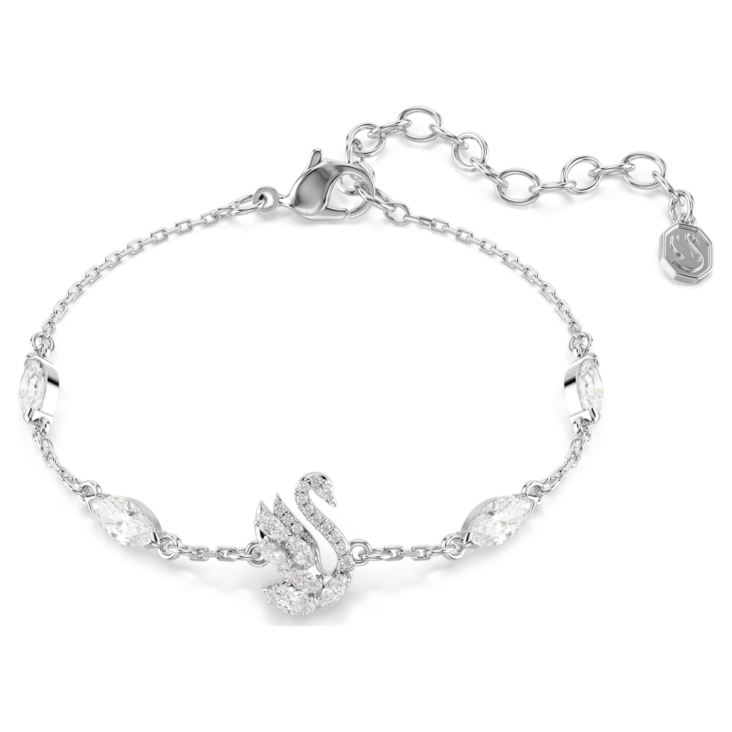 SWAN BRACELET - WHITE, RHODIUM