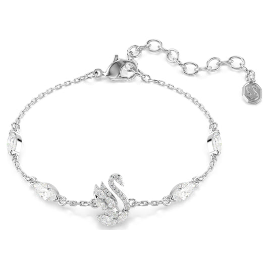 SWAN BRACELET - WHITE, RHODIUM