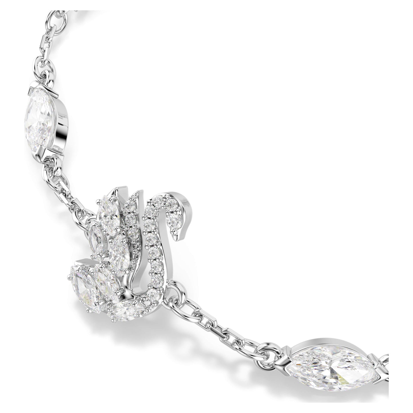 SWAN BRACELET - WHITE, RHODIUM