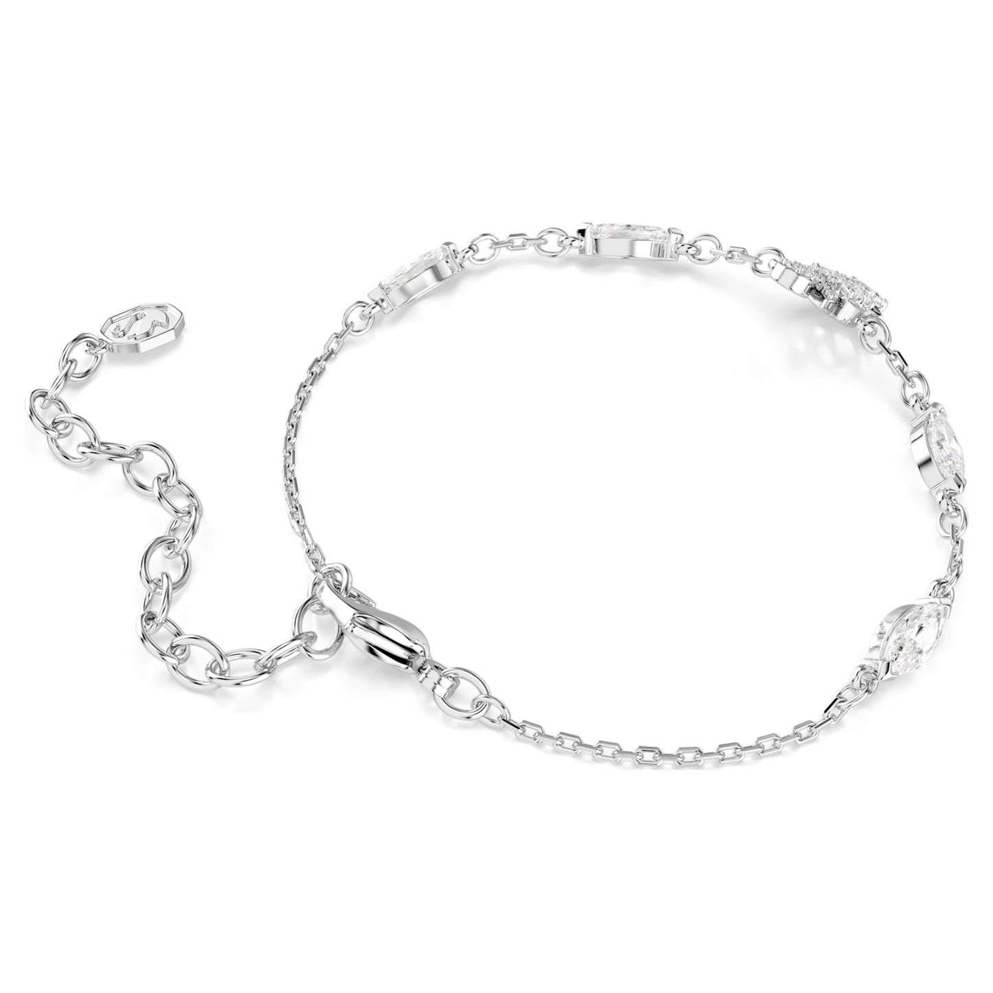 SWAN BRACELET - WHITE, RHODIUM