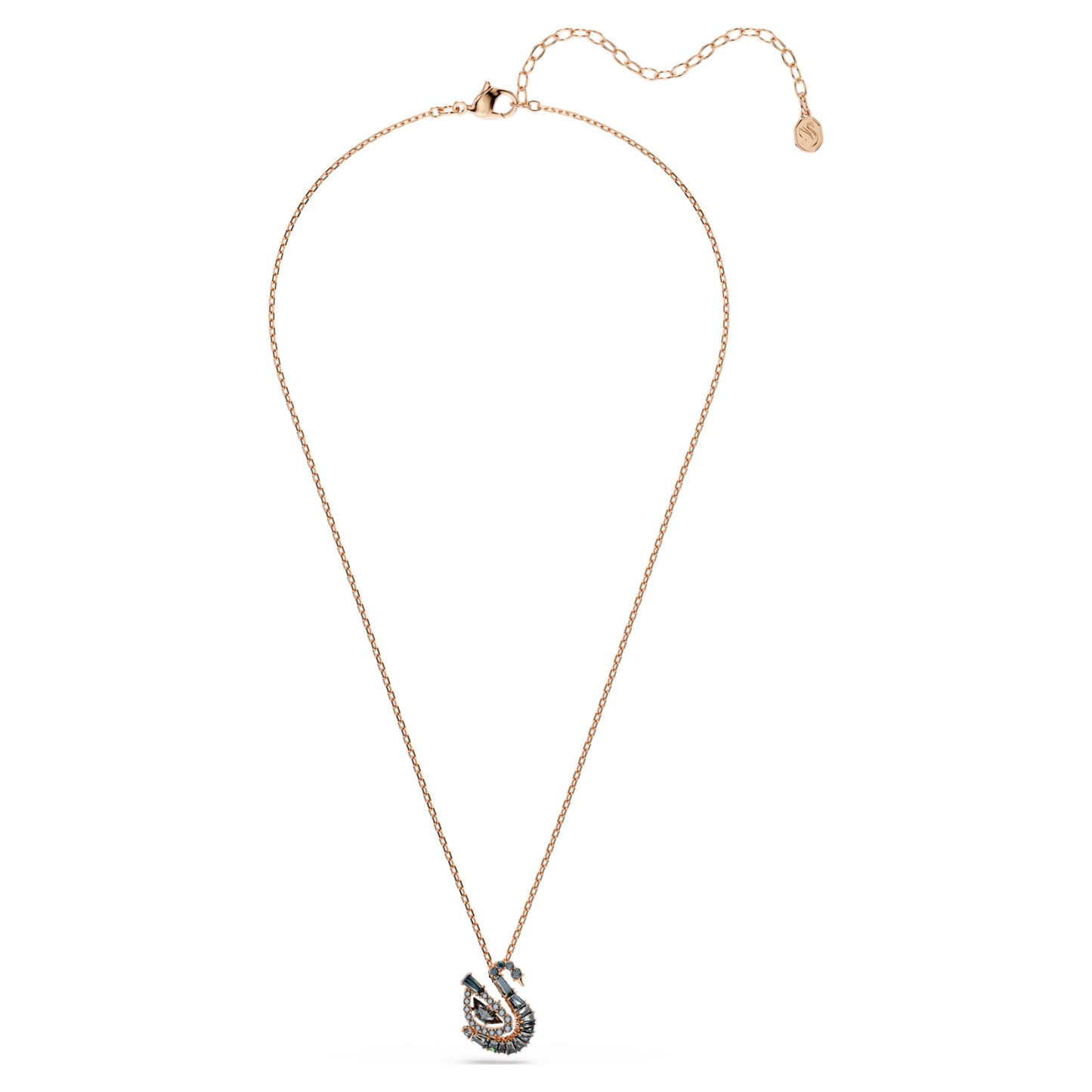 SWAN PENDANT - BLACK, 18K ROSE GOLD