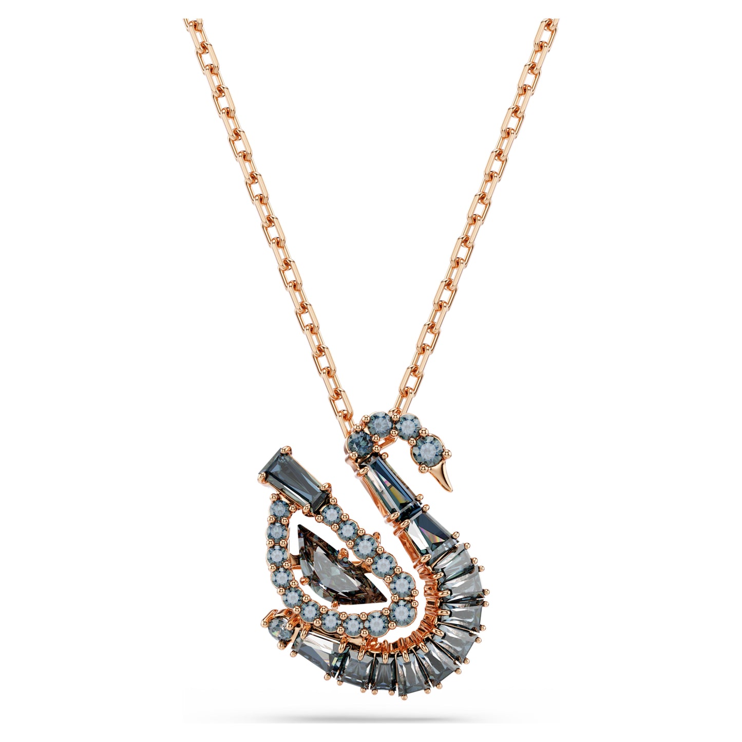 SWAN PENDANT - BLACK, 18K ROSE GOLD