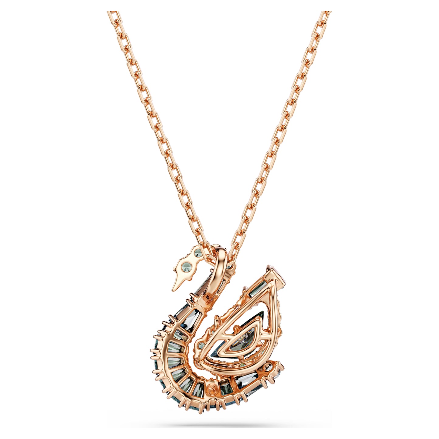 SWAN PENDANT - BLACK, 18K ROSE GOLD