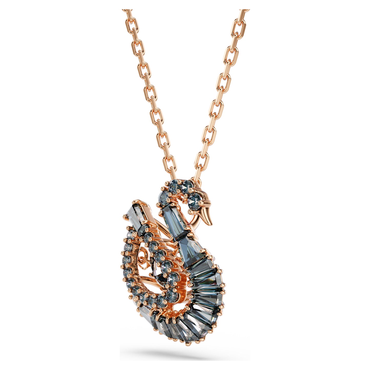 SWAN PENDANT - BLACK, 18K ROSE GOLD