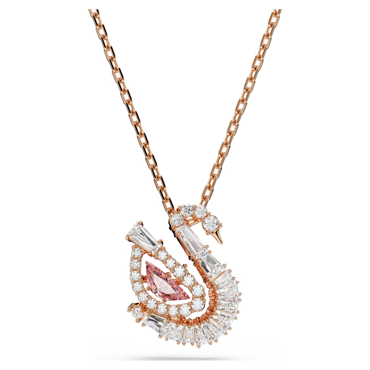 SWAN PENDANT - WHITE/PINK, ROSE-GOLD