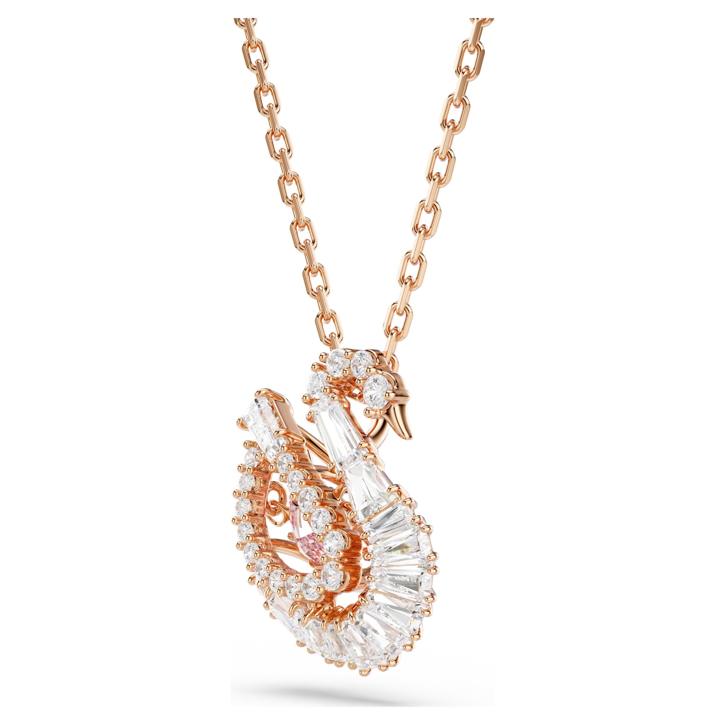 SWAN PENDANT - WHITE/PINK, ROSE-GOLD