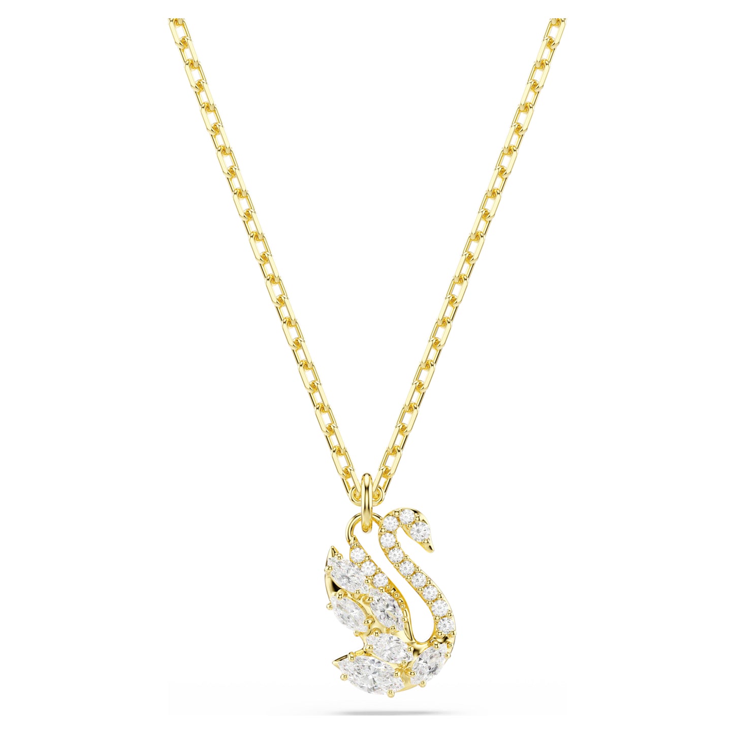 SWAN PENDANT - WHITE, 18K GOLD