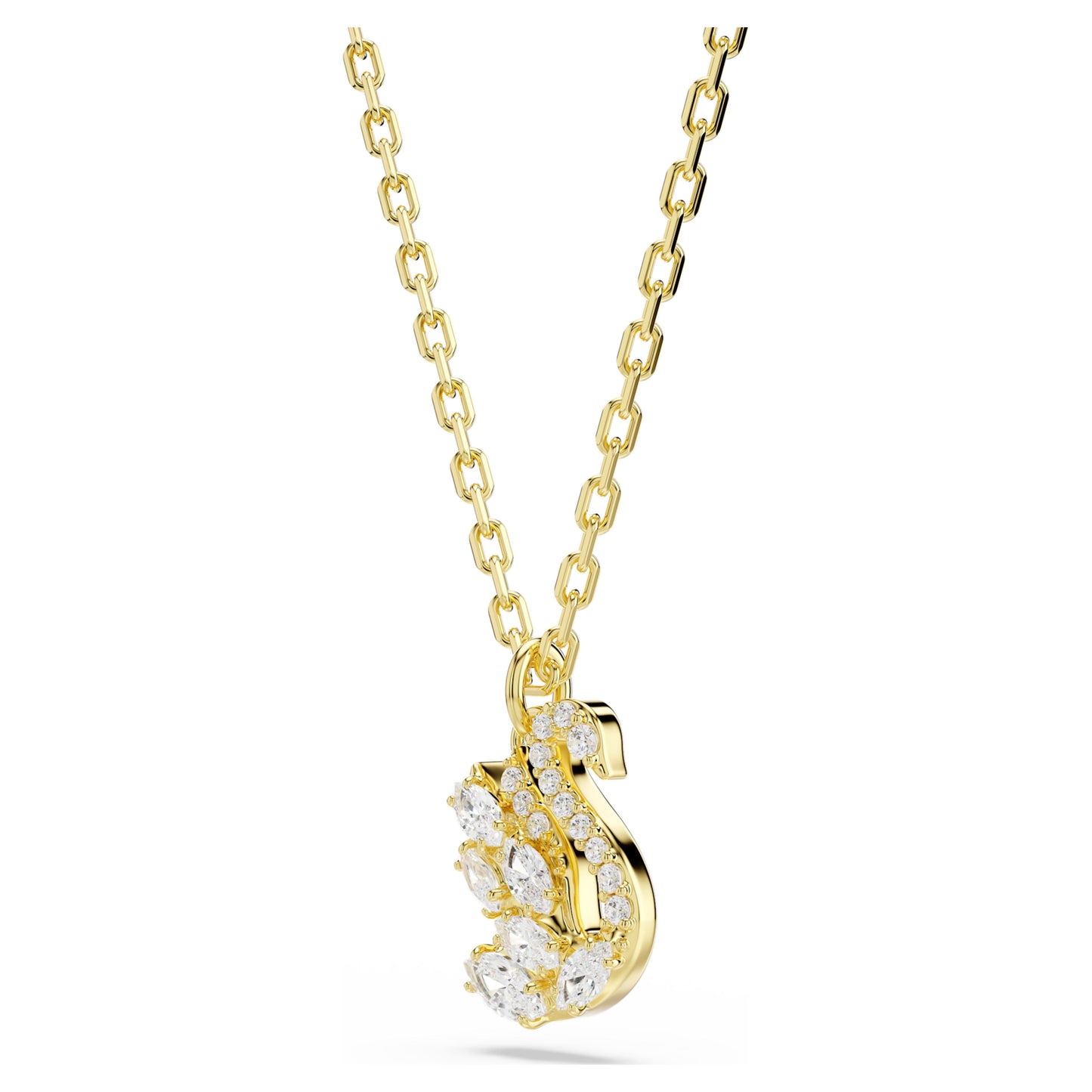 SWAN PENDANT - WHITE, 18K GOLD