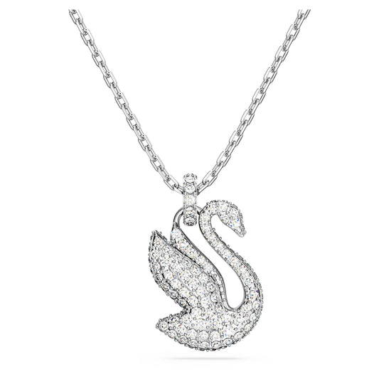 SWAN PENDANT MEDIUM - WHITE, RHODIUM