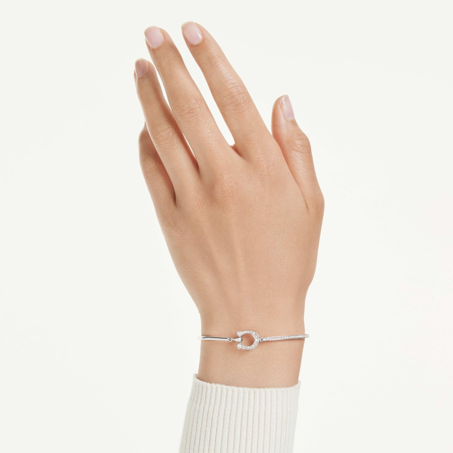 SYMBOLICA BRACELET HORSESHOE - WHITE, RHODIUM