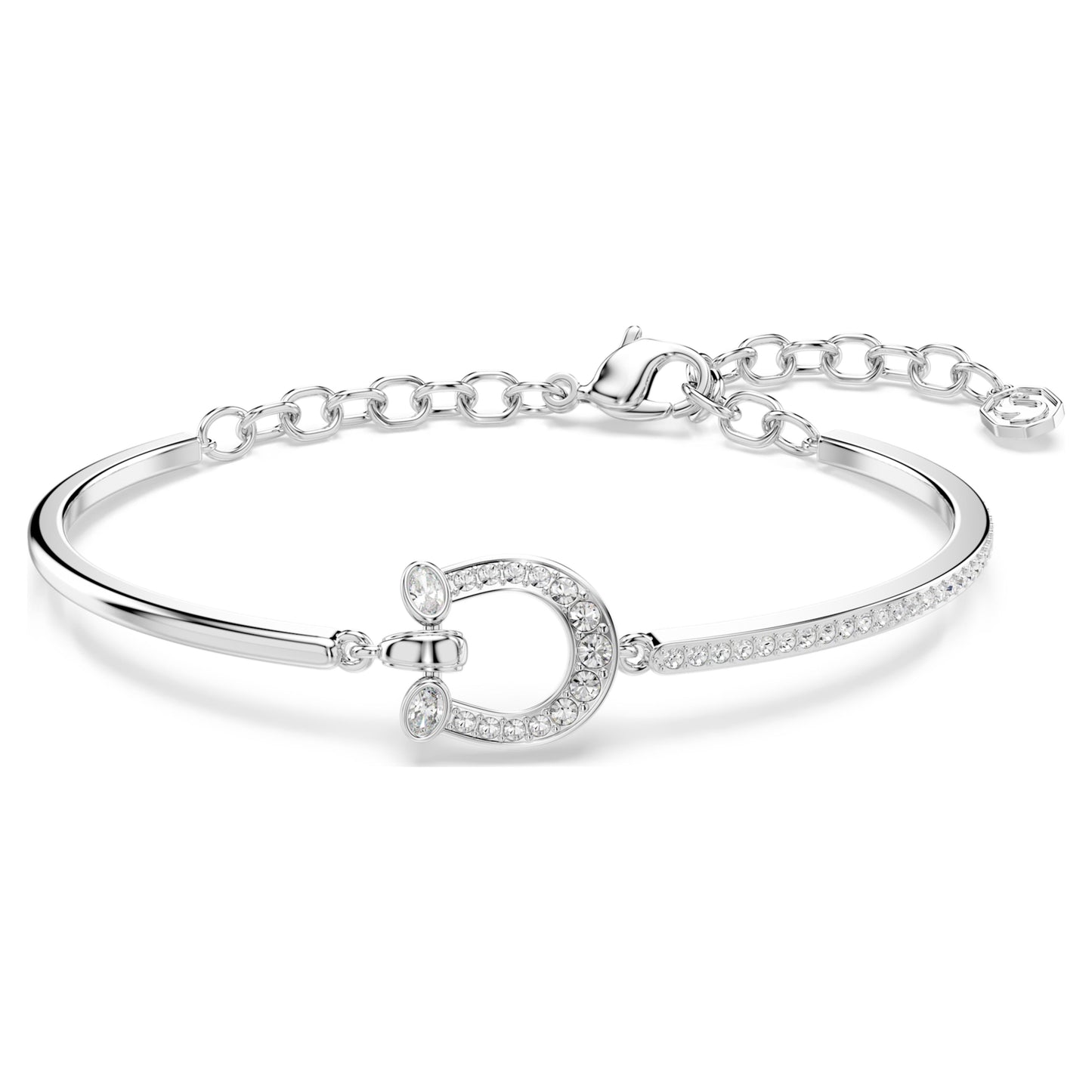 SYMBOLICA BRACELET HORSESHOE - WHITE, RHODIUM