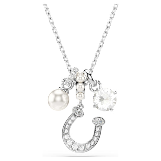 SYMBOLICA PENDANT PEARL HORSESHOE - WHITE, RHODIUM