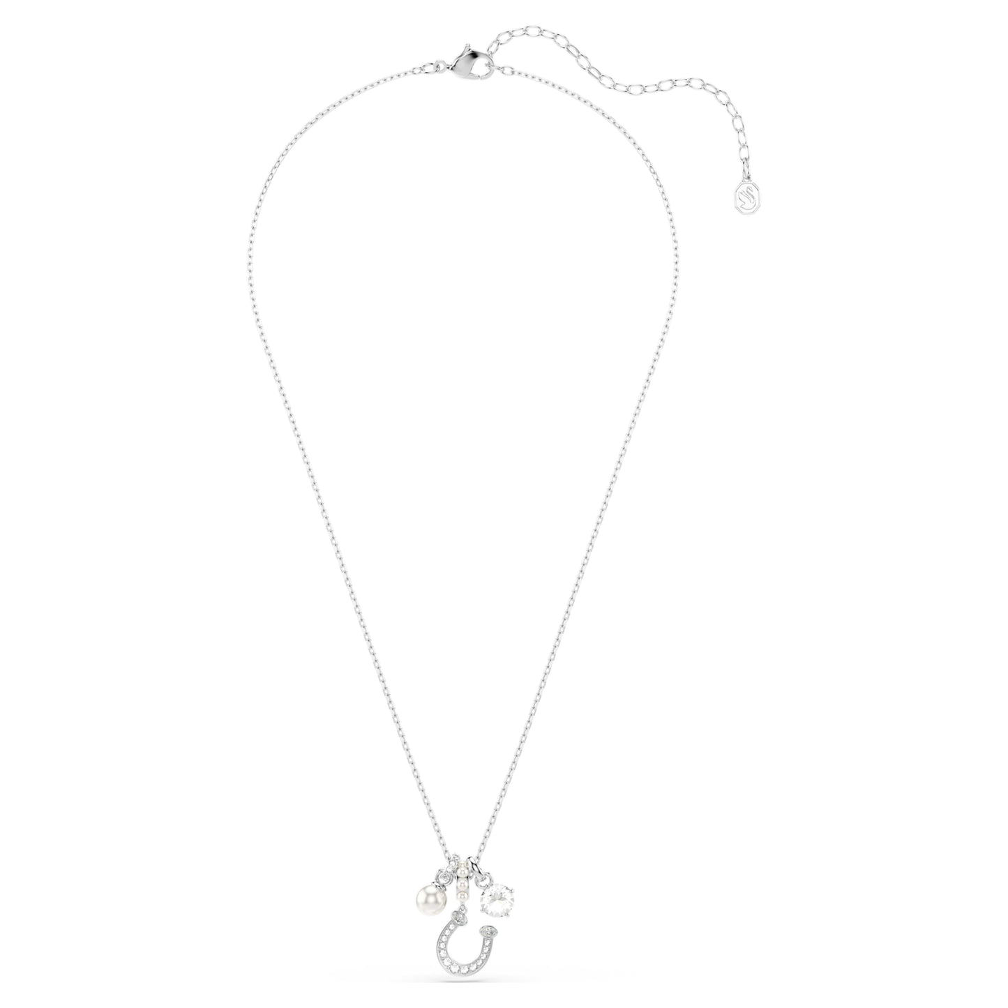 SYMBOLICA PENDANT PEARL HORSESHOE - WHITE, RHODIUM