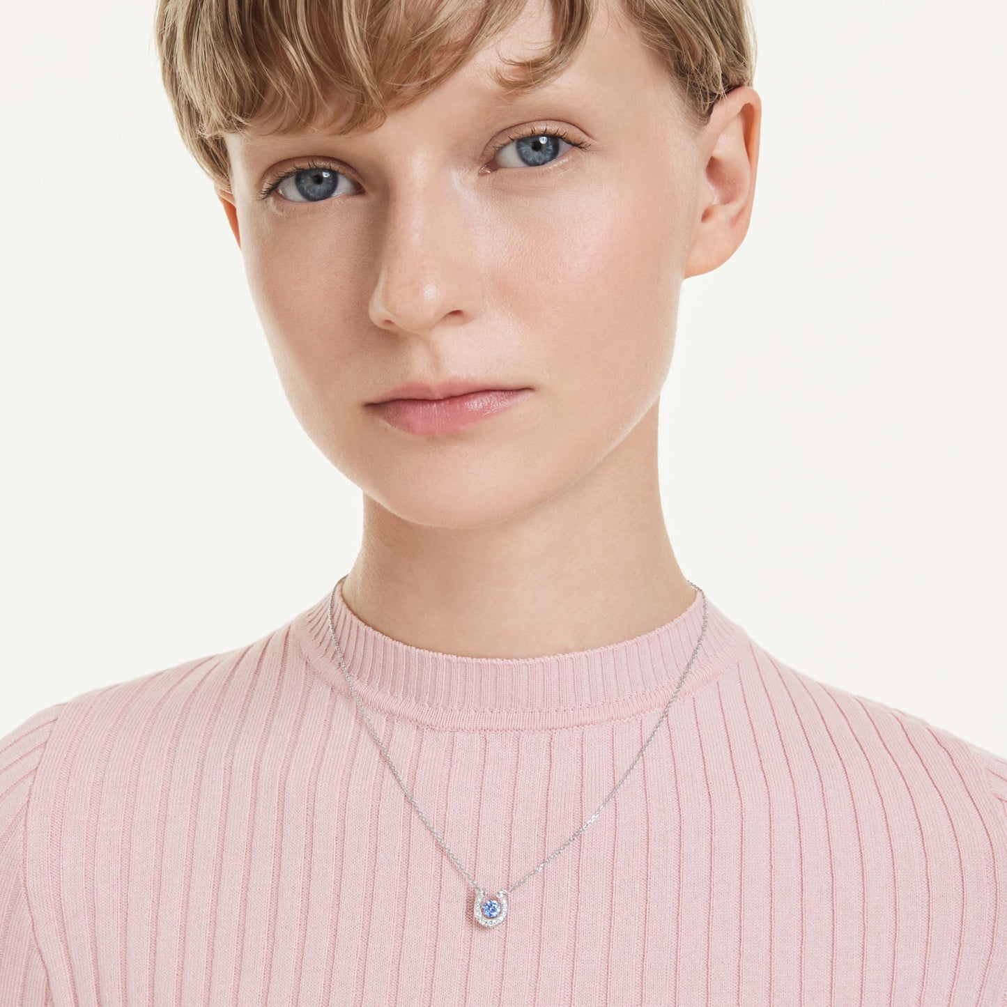 SYMBOLICA PENDANT HORSESHOE - BLUE, RHODIUM