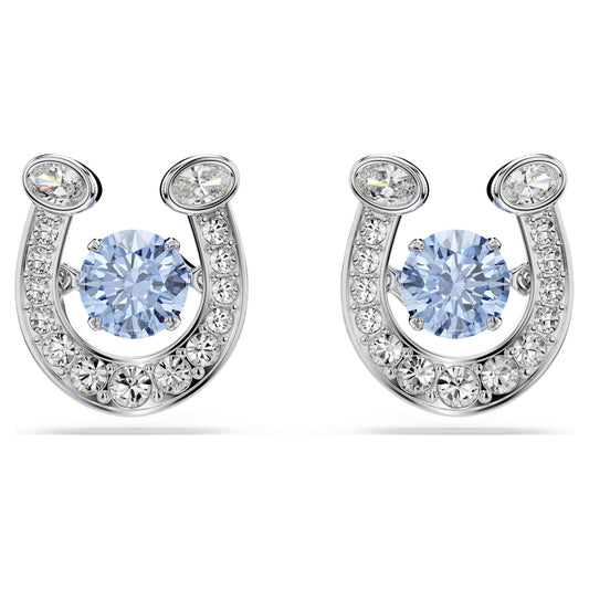 SYMBOLICA STUD EARRINGS HORSESHOE - BLUE, RHODIUM