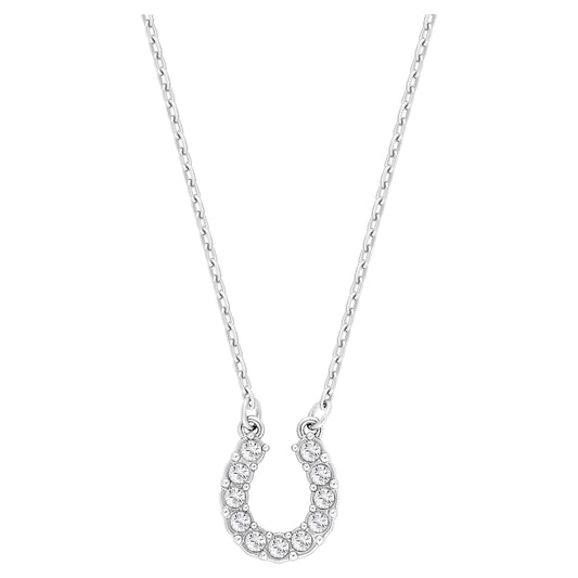 TOWARDS NECKLACE HORSESHOE - WHITE, RHODIUM