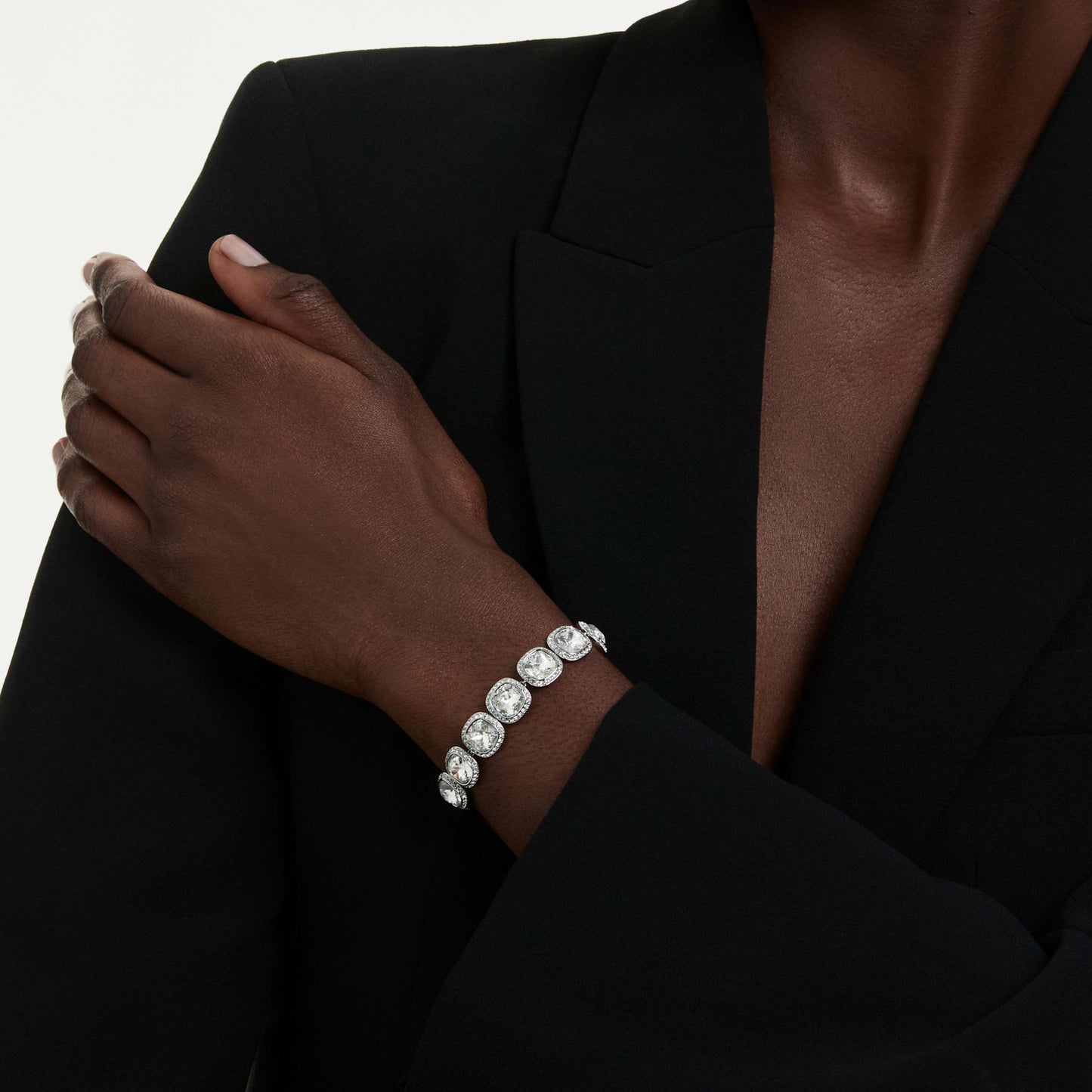 UNA ANGELIC BRACELET CUSHION CUT - WHITE, RHODIUM