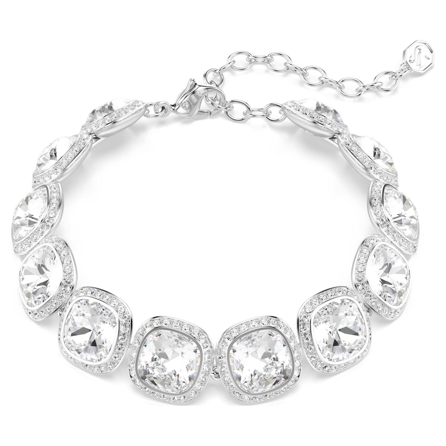 UNA ANGELIC BRACELET CUSHION CUT - WHITE, RHODIUM