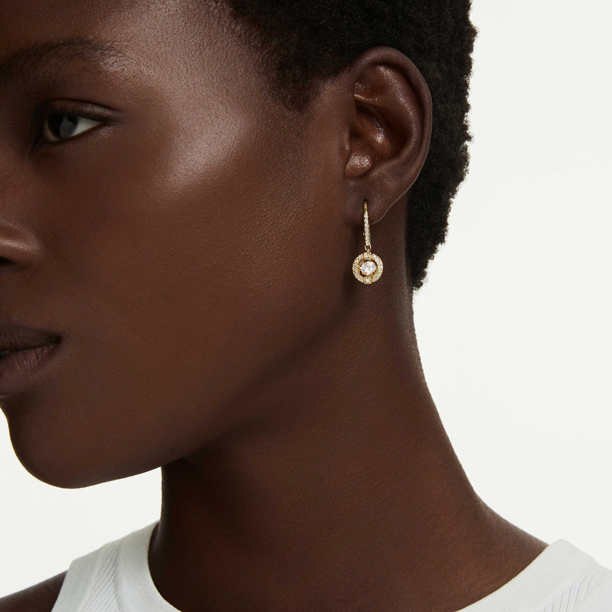 UNA ANGELIC DROP EARRINGS - WHITE, GOLD