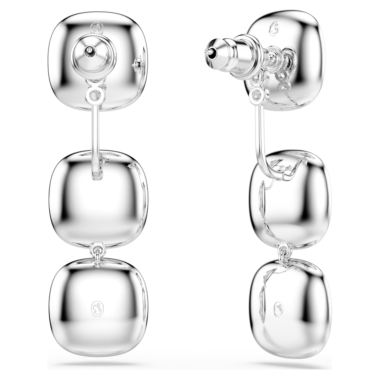 UNA ANGELIC EARRINGS CUSHION CUT - WHITE, RHODIUM