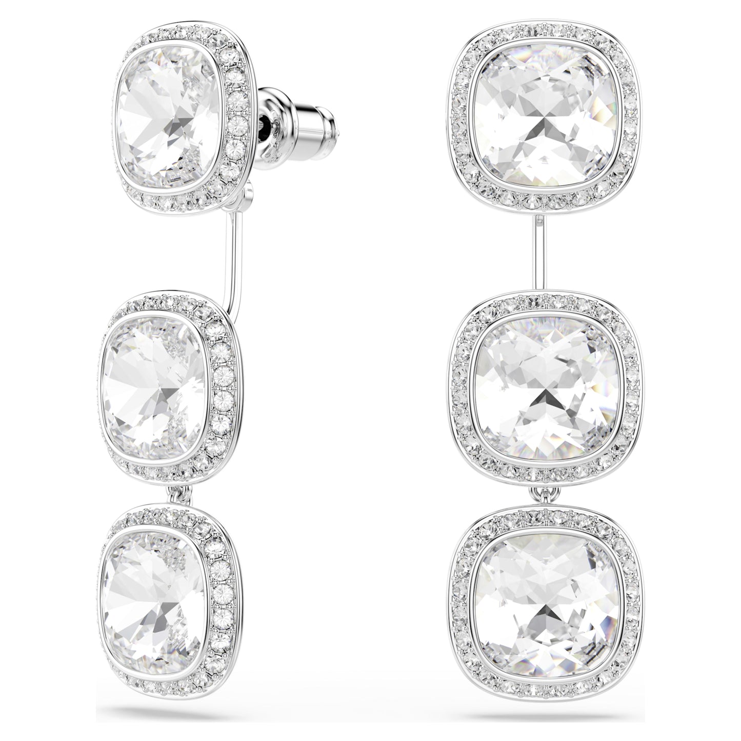 UNA ANGELIC EARRINGS CUSHION CUT - WHITE, RHODIUM