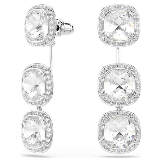 UNA ANGELIC EARRINGS CUSHION CUT - WHITE, RHODIUM