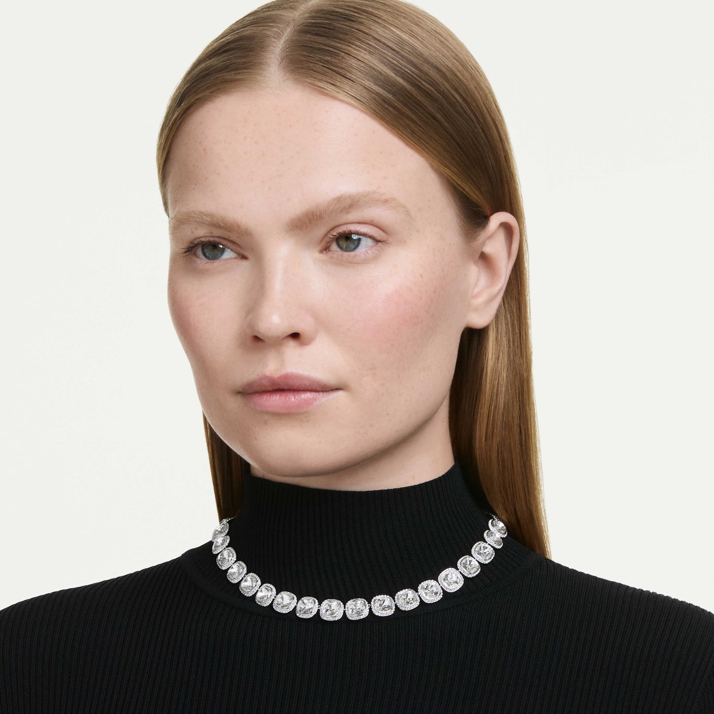 UNA ANGELIC NECKLACE CUSHION CUT - WHITE, RHODIUM