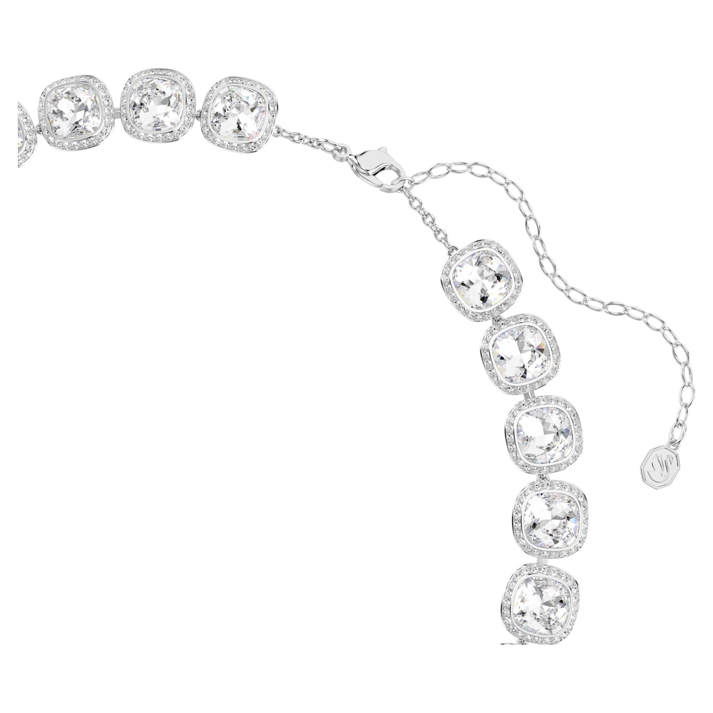 UNA ANGELIC NECKLACE CUSHION CUT - WHITE, RHODIUM