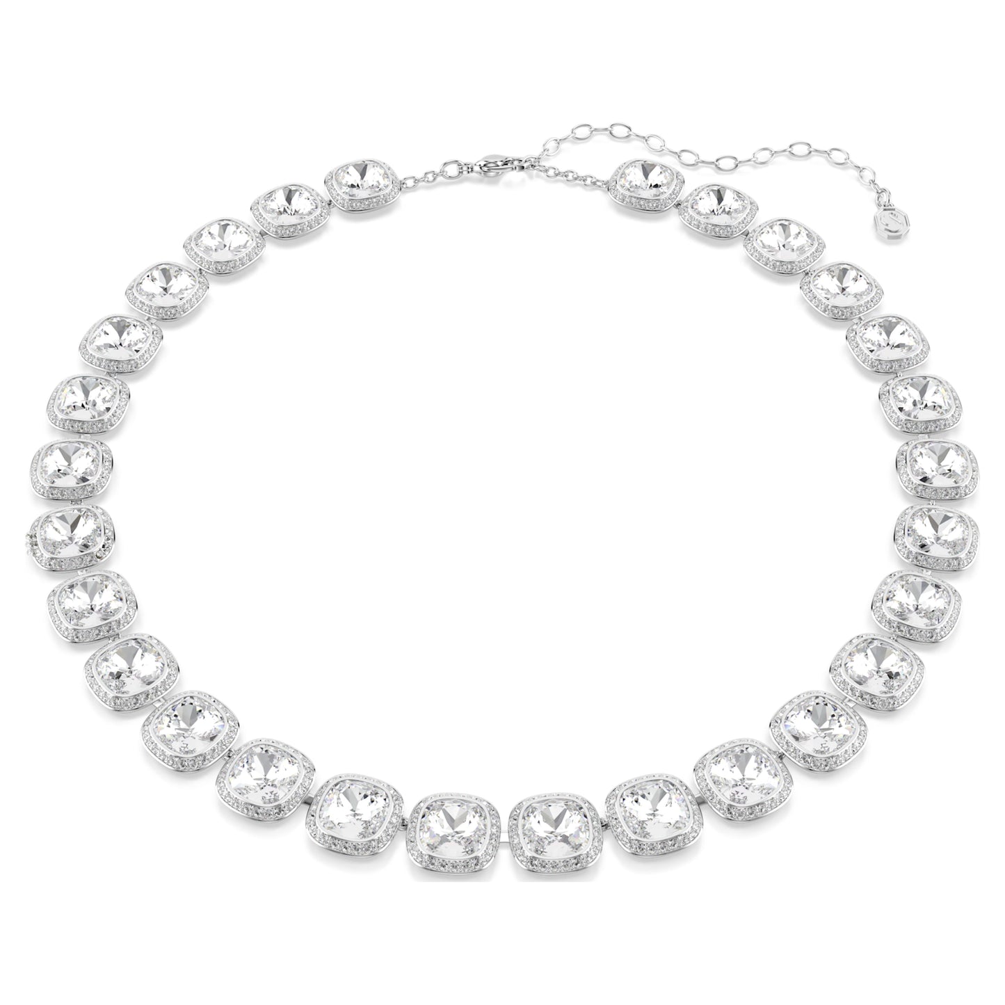 UNA ANGELIC NECKLACE CUSHION CUT - WHITE, RHODIUM