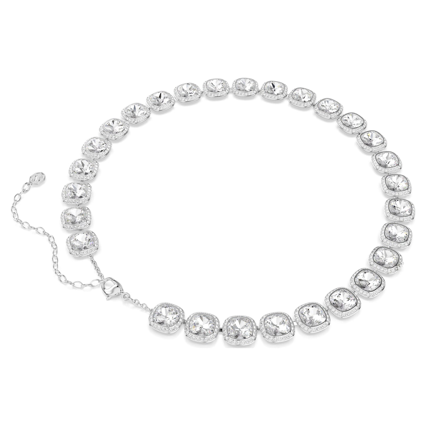 UNA ANGELIC NECKLACE CUSHION CUT - WHITE, RHODIUM