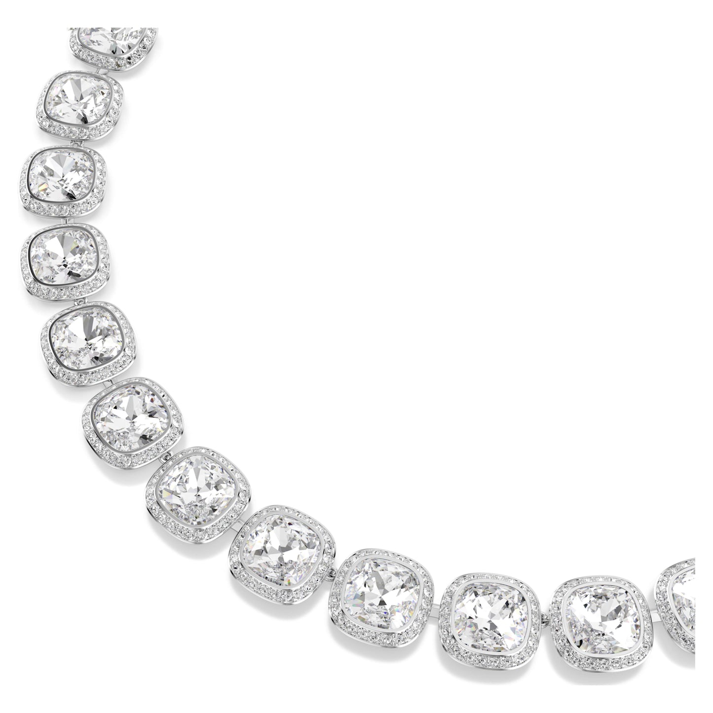 UNA ANGELIC NECKLACE CUSHION CUT - WHITE, RHODIUM