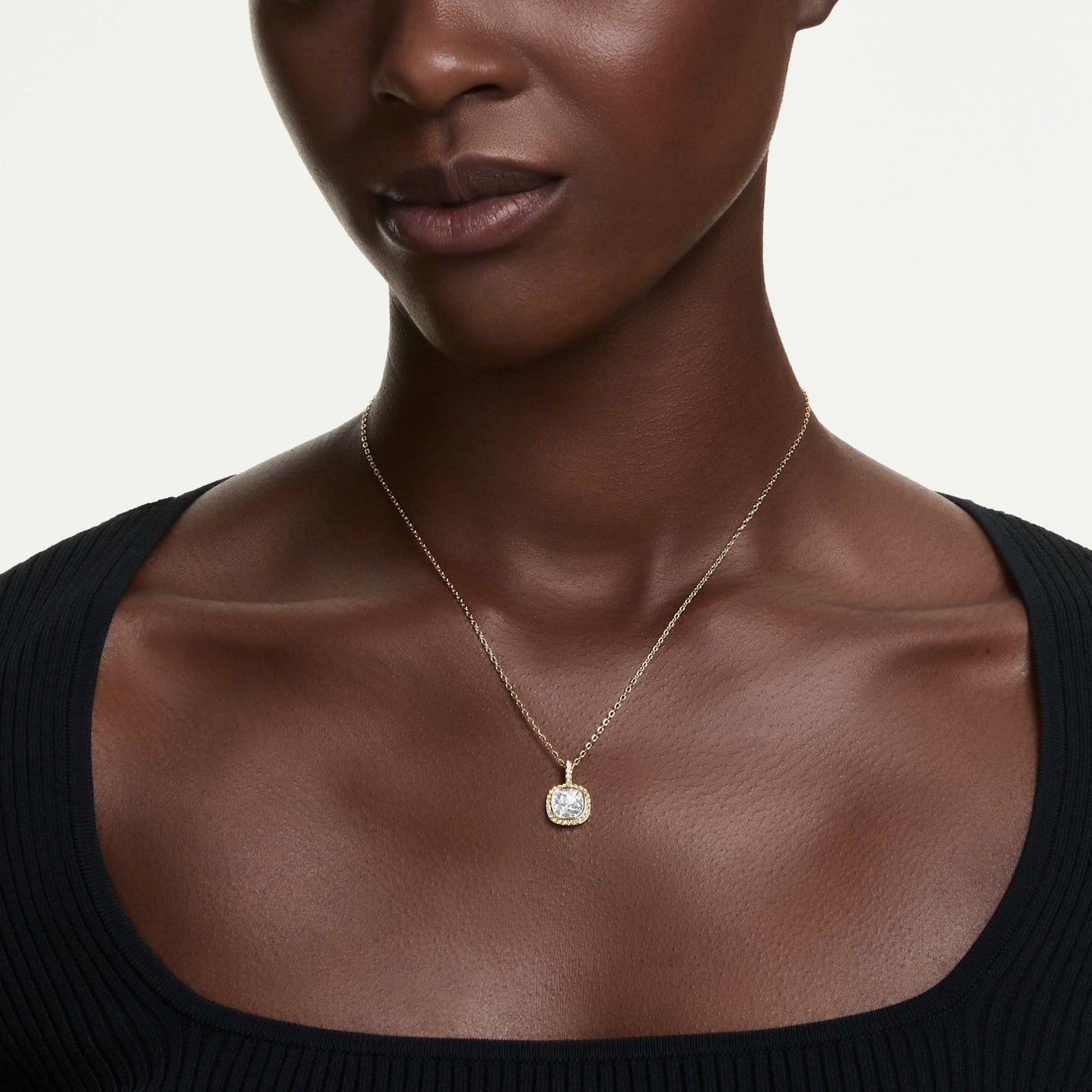 UNA ANGELIC PENDANT CUSHION CUT - WHITE, 18K GOLD