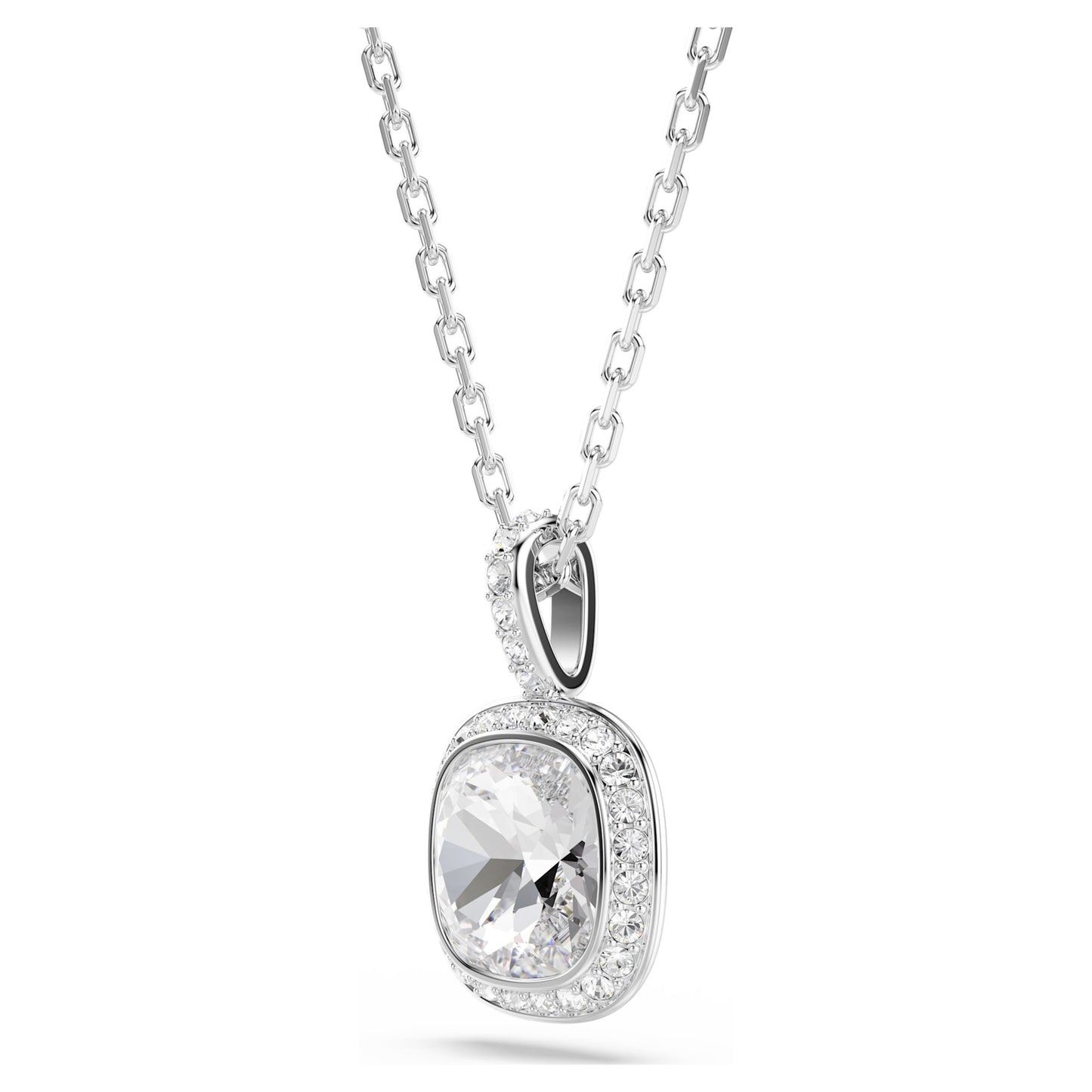 UNA ANGELIC PENDANT CUSHION CUT - WHITE, RHODIUM