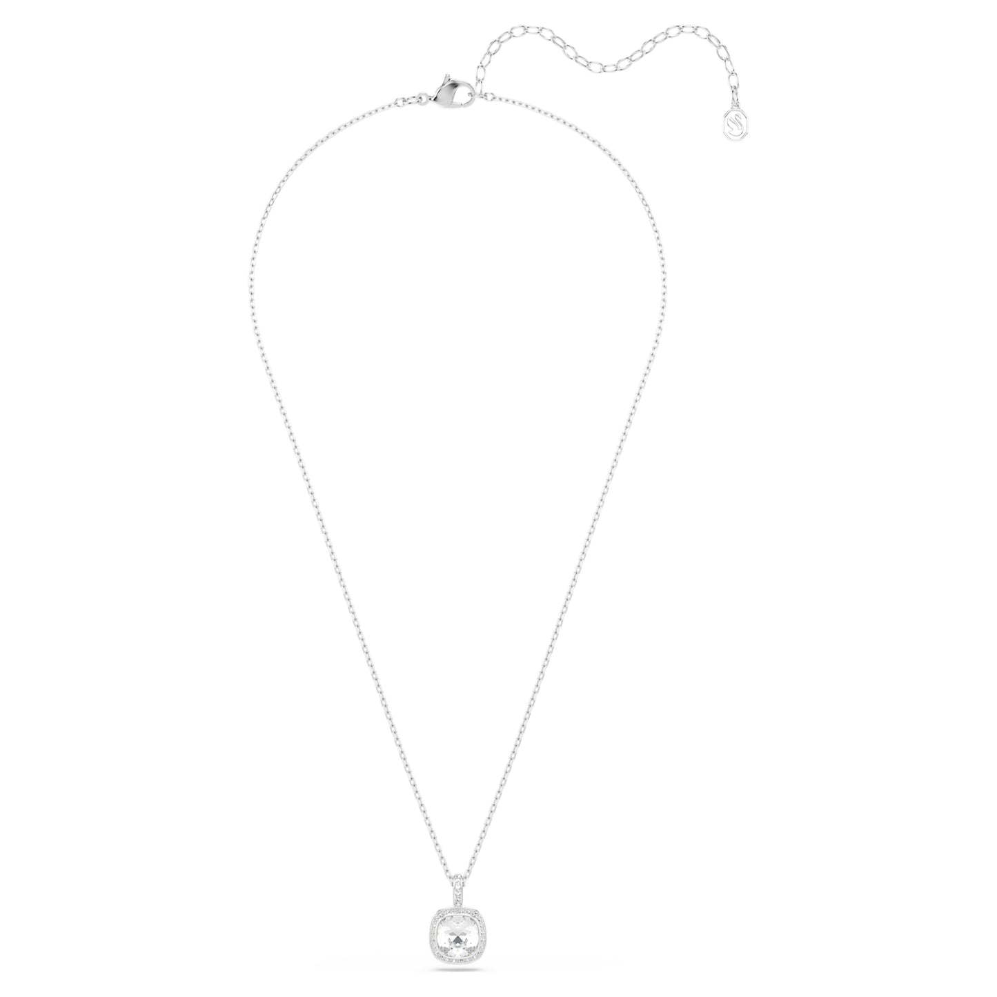 UNA ANGELIC PENDANT CUSHION CUT - WHITE, RHODIUM