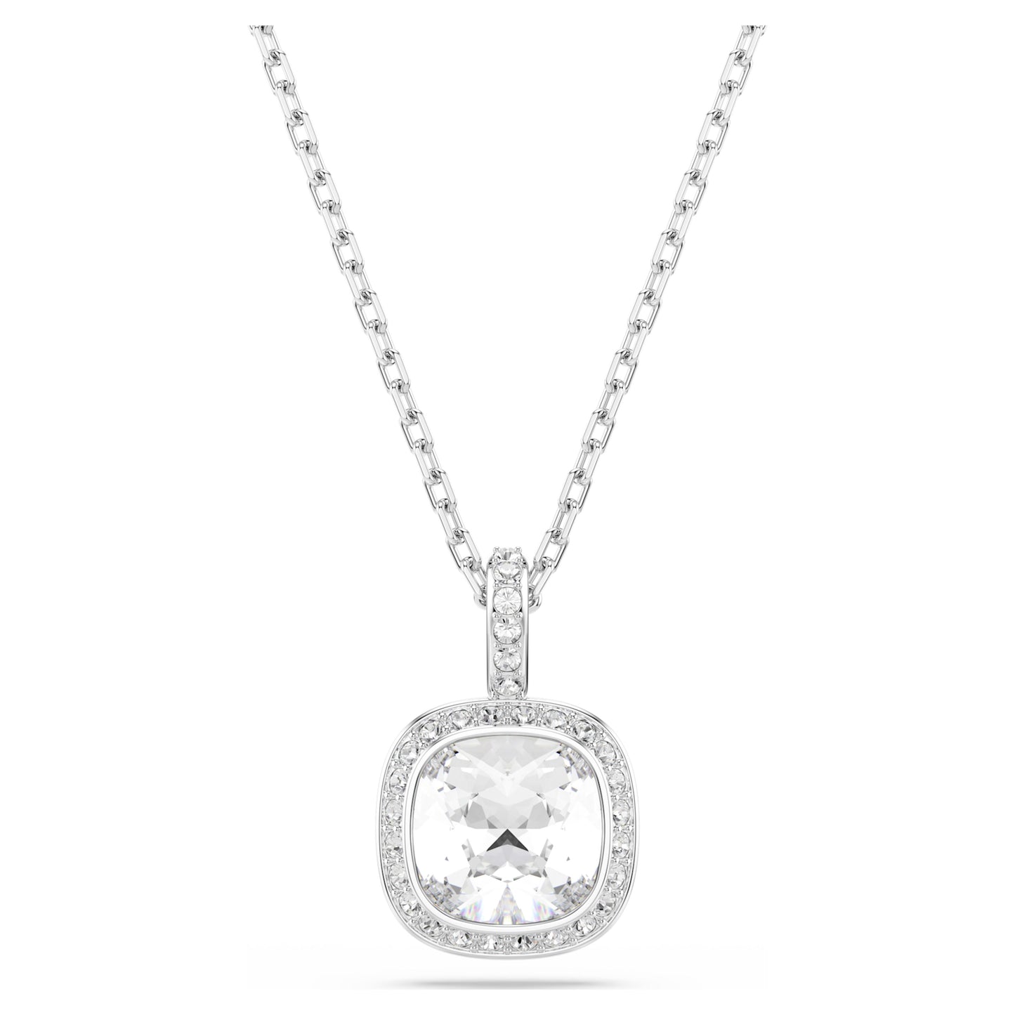UNA ANGELIC PENDANT CUSHION CUT - WHITE, RHODIUM