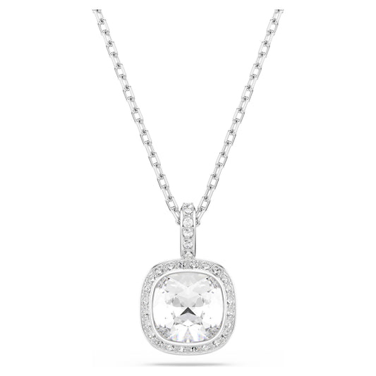 UNA ANGELIC PENDANT CUSHION CUT - WHITE, RHODIUM
