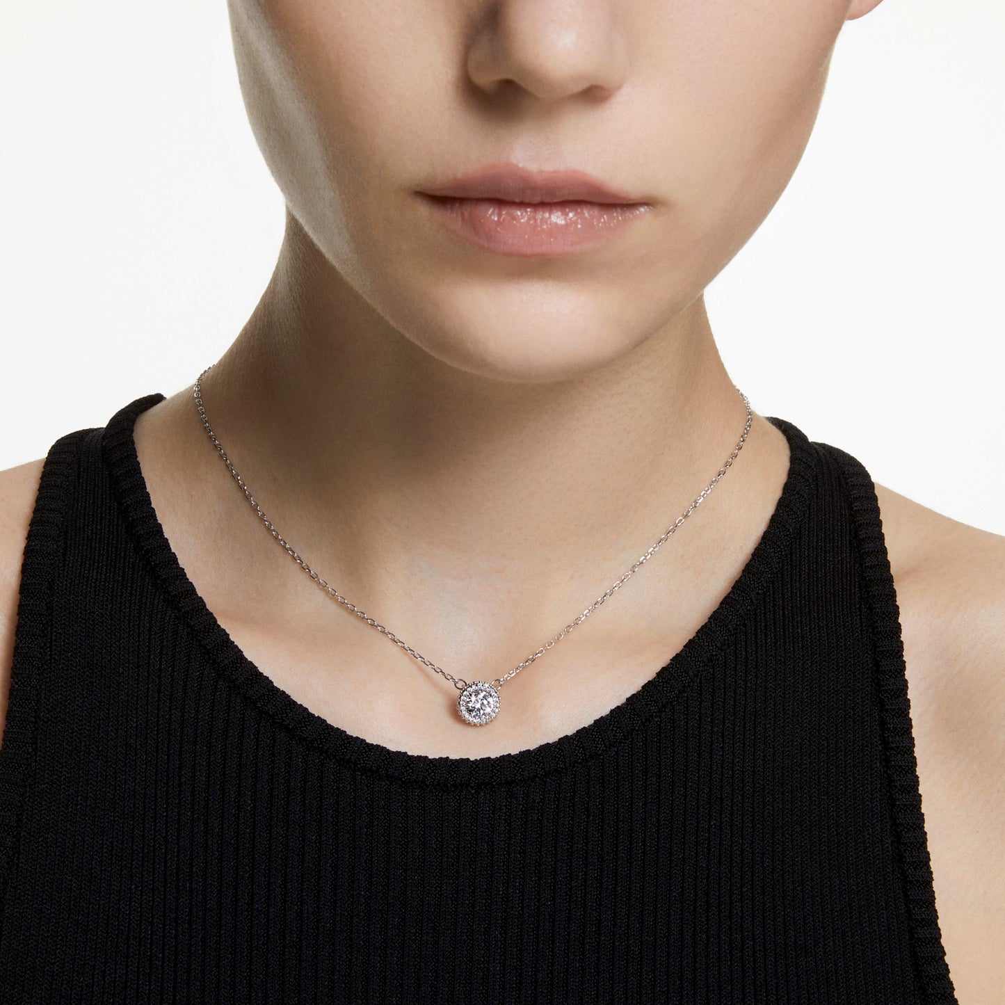UNA ANGELIC PENDANT PAVE - WHITE, RHODIUM