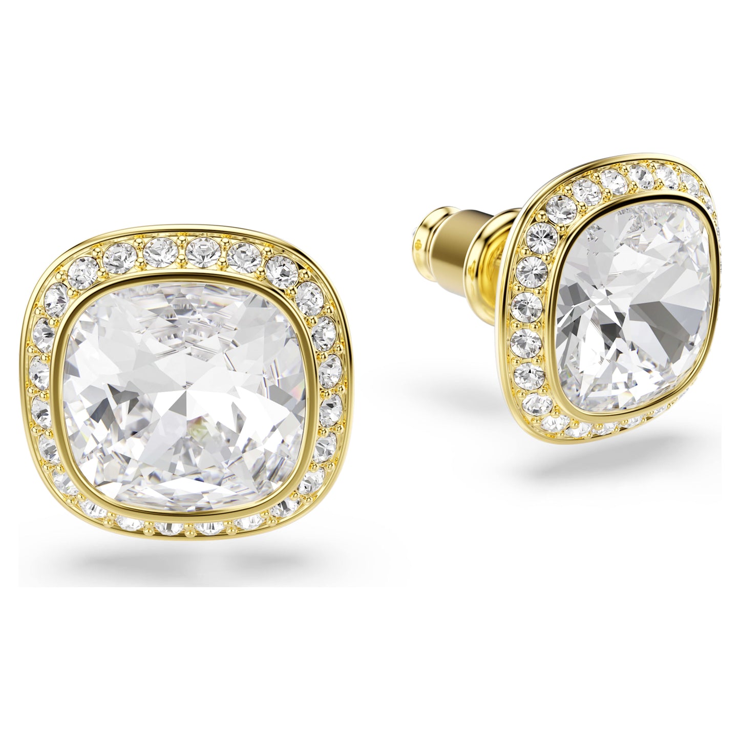 UNA ANGELIC STUD EARRINGS CUSHION CUT - WHITE, 18K GOLD