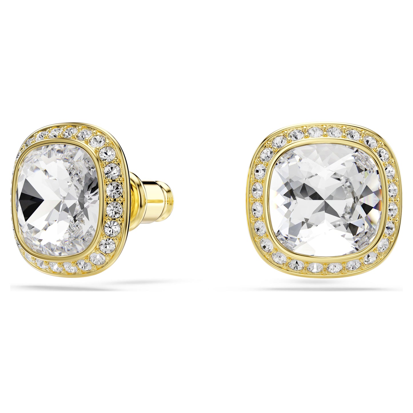 UNA ANGELIC STUD EARRINGS CUSHION CUT - WHITE, 18K GOLD