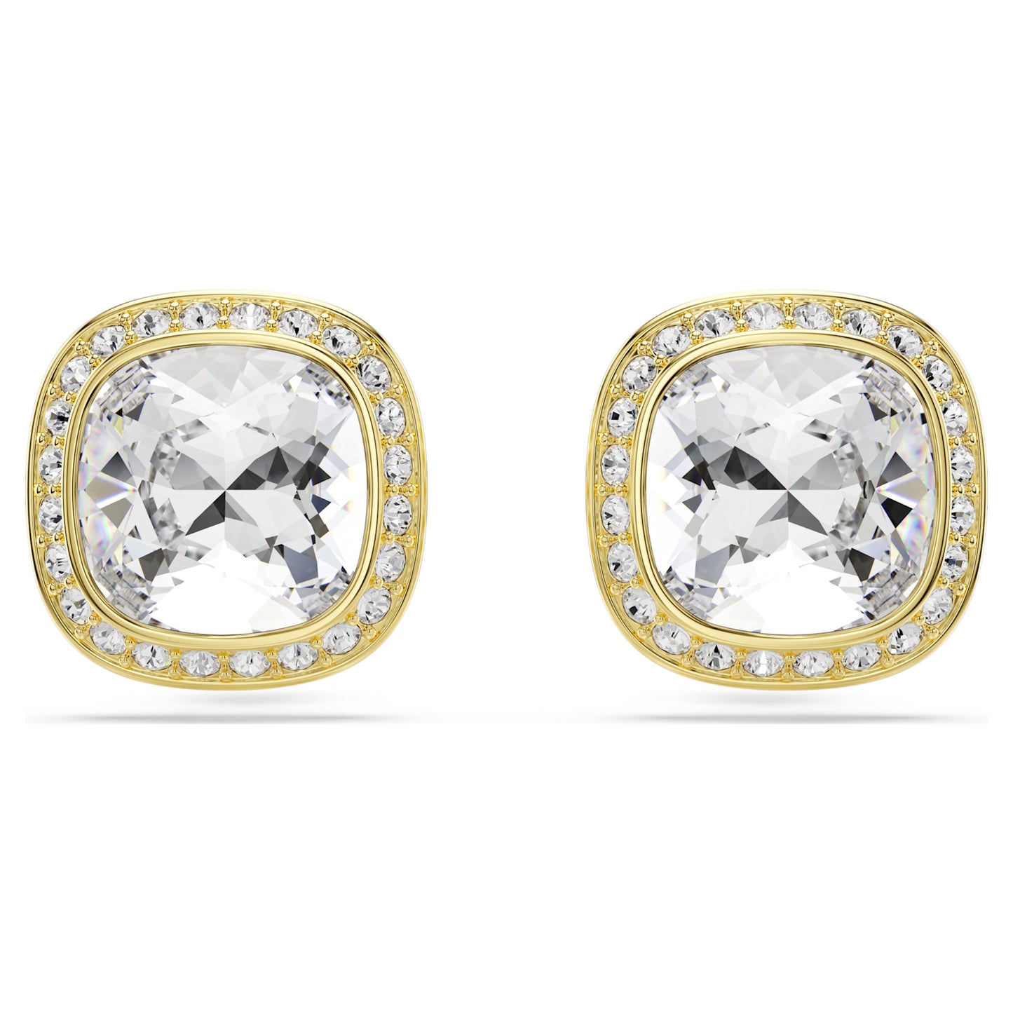UNA ANGELIC STUD EARRINGS CUSHION CUT - WHITE, 18K GOLD