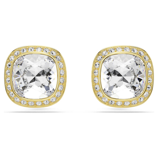 UNA ANGELIC STUD EARRINGS CUSHION CUT - WHITE, 18K GOLD