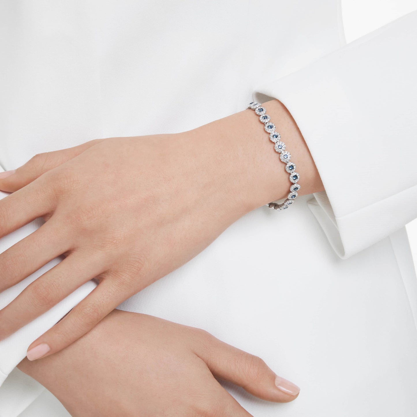 UNA ANGELIC TENNIS BRACELET - BLUE, RHODIUM