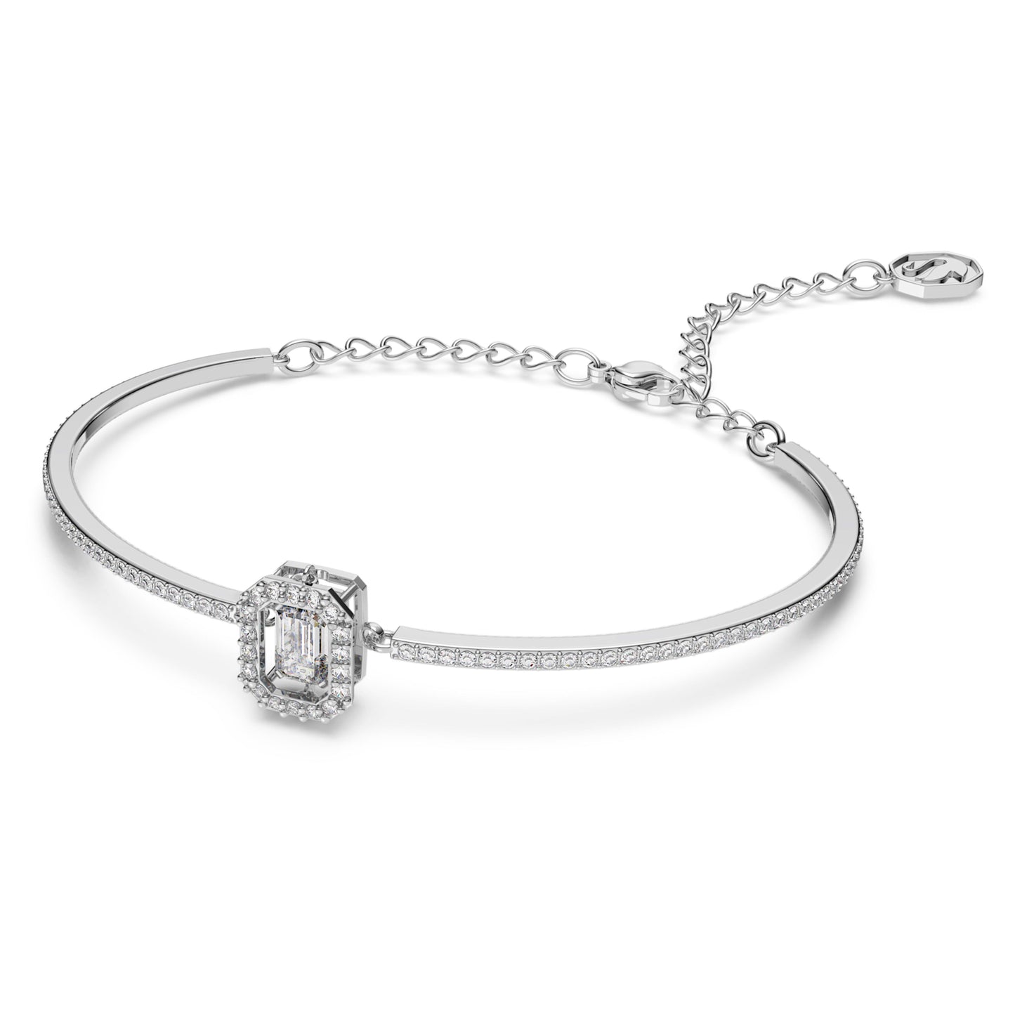 UNA BANGLE PAVE - WHITE, RHODIUM