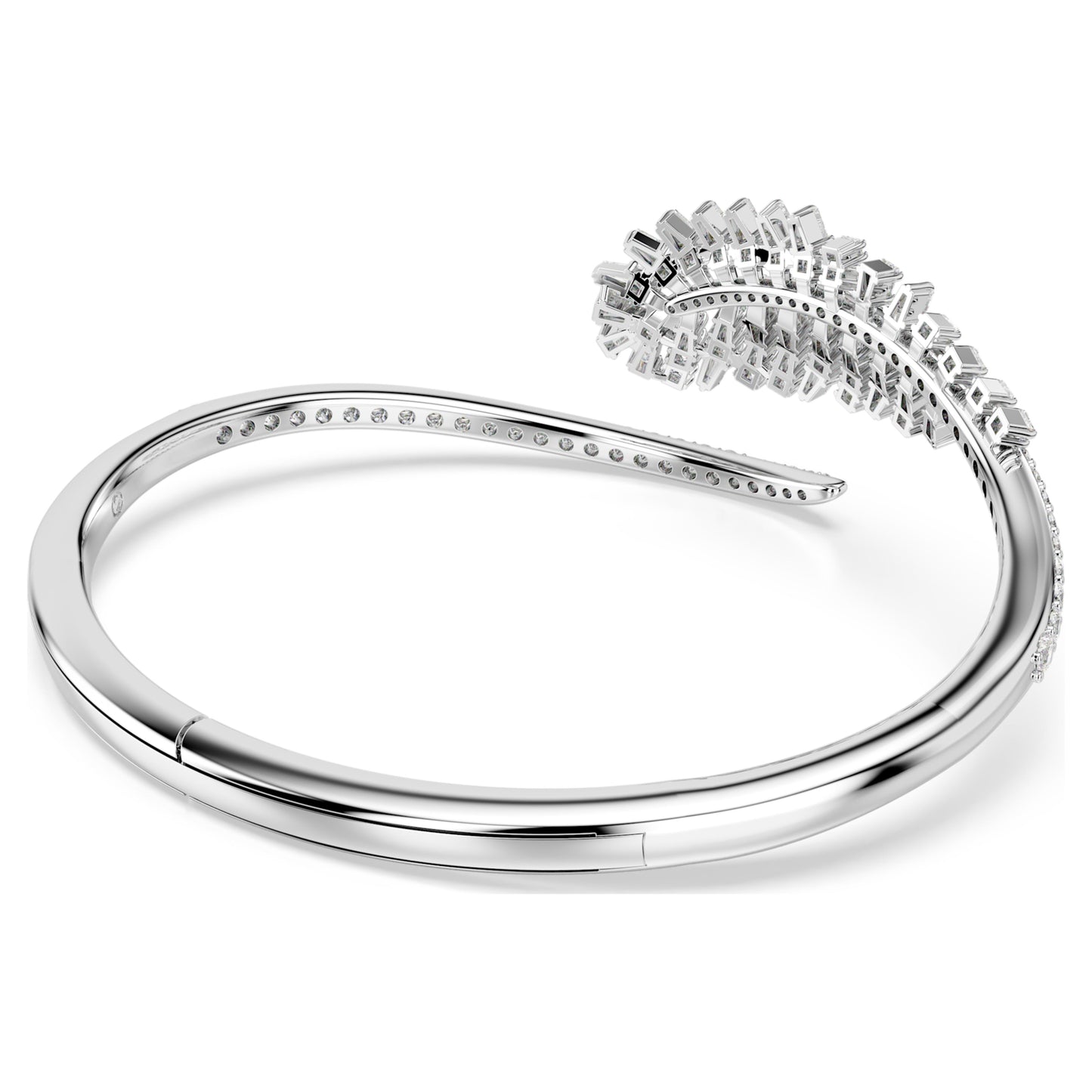VIENNA BANGLE FEATHER - WHITE, RHODIUM