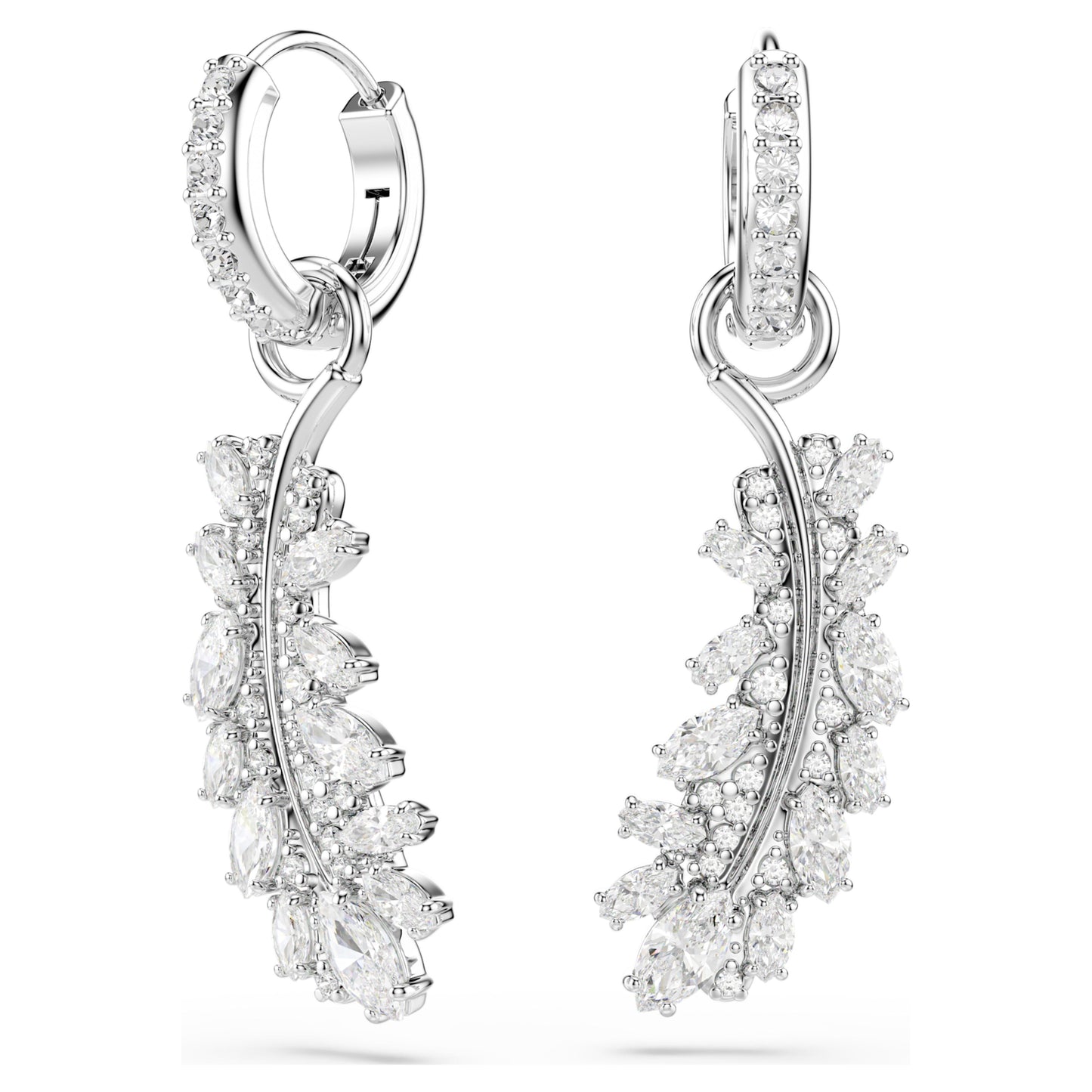 VIENNA EARRINGS FEATHER - WHITE, RHODIUM
