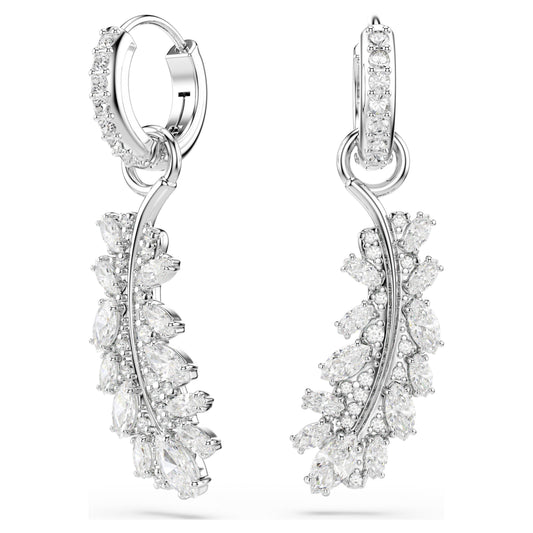 VIENNA EARRINGS FEATHER - WHITE, RHODIUM