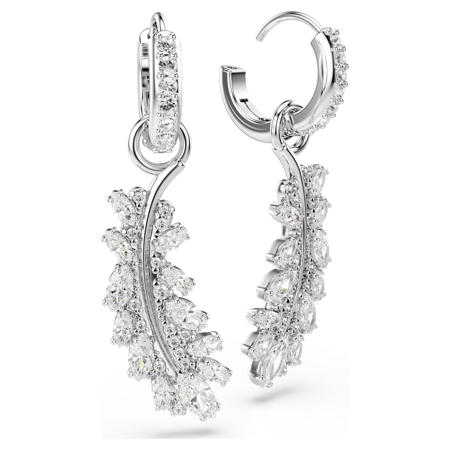 VIENNA EARRINGS FEATHER - WHITE, RHODIUM