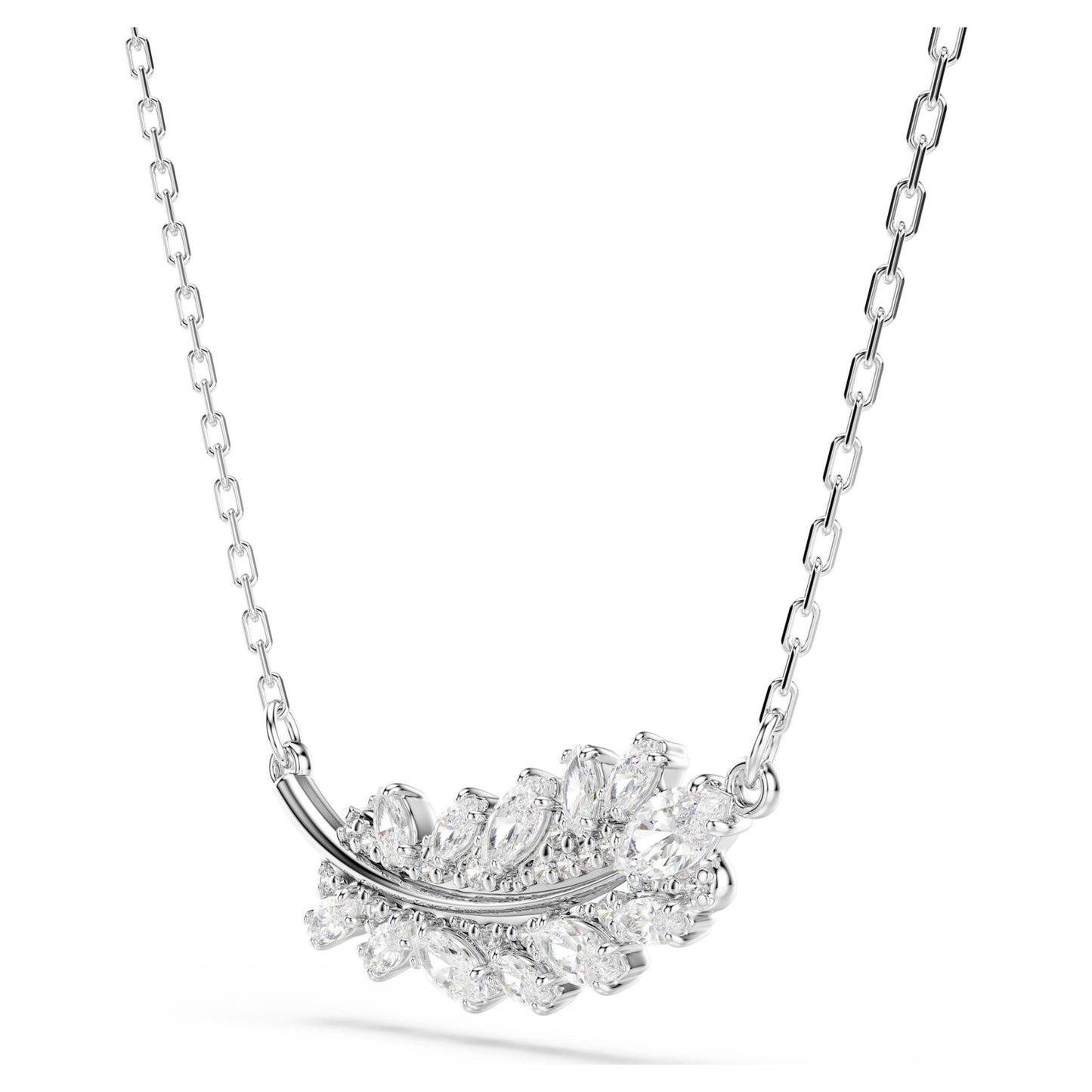 VIENNA PENDANT FEATHER - WHITE, RHODIUM