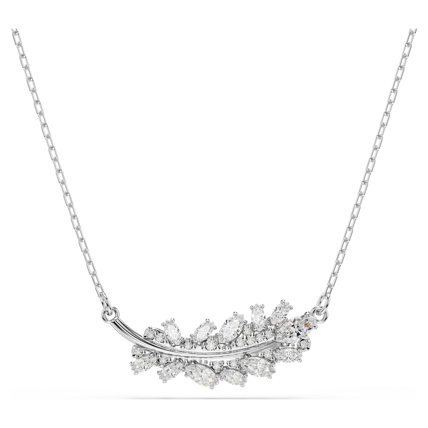 VIENNA PENDANT FEATHER - WHITE, RHODIUM